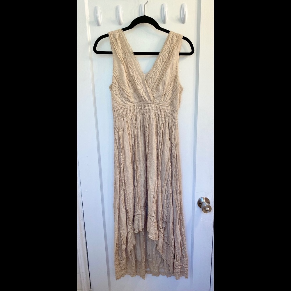 Dress Barn Beige Lace High-Low Dress